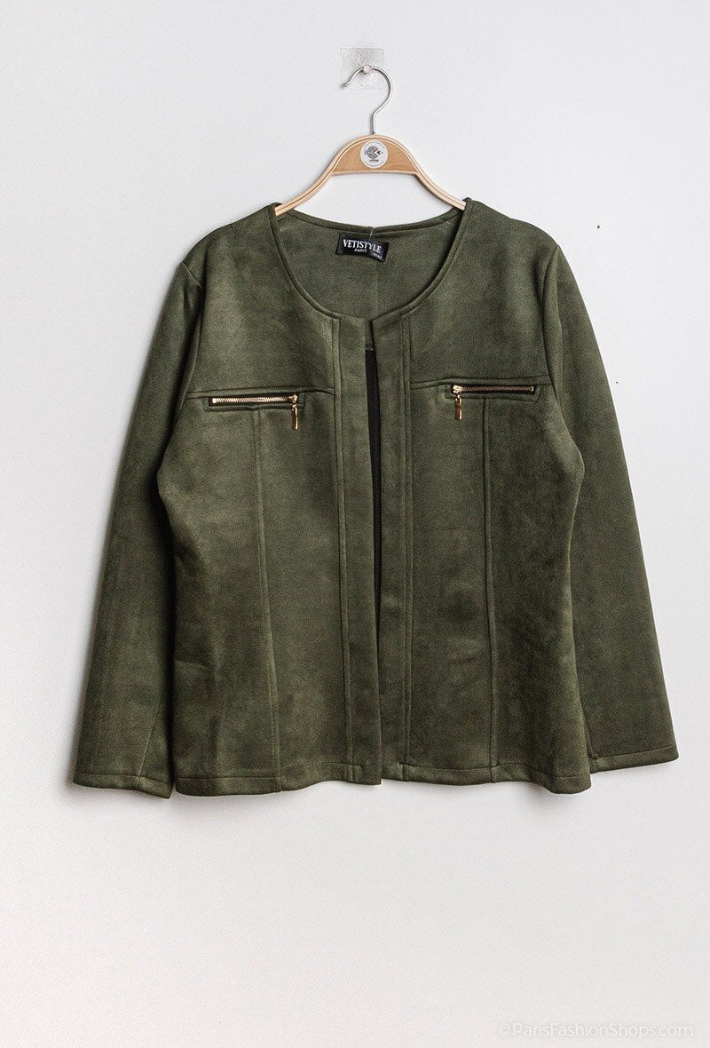 Suede jacket i Stor Storlek