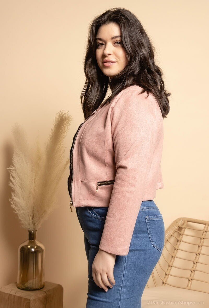 Plus Size Suede Jacket
