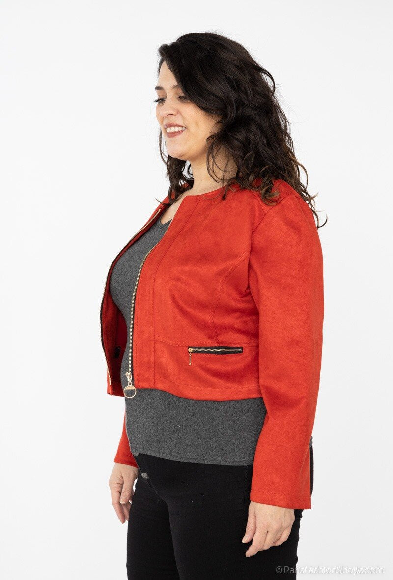 Plus Size Suede Jacket