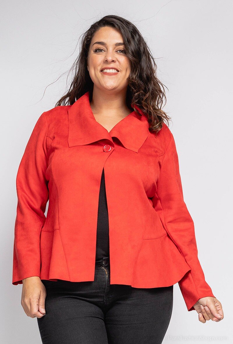 Suede jacket i Stor Storlek