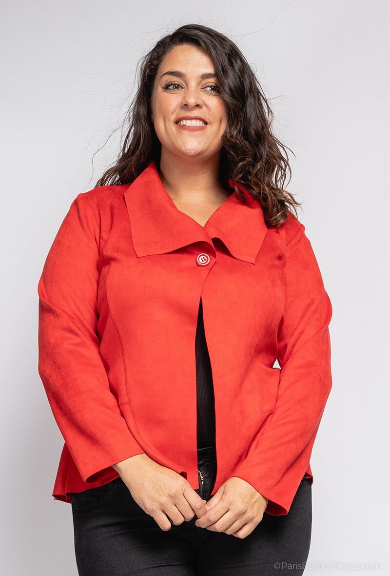 Plus Size Suede Jacket