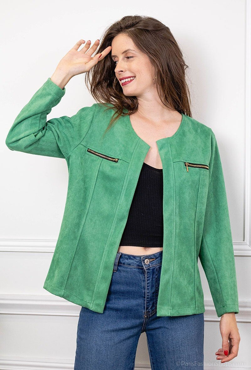 Suede jacket i Stor Storlek