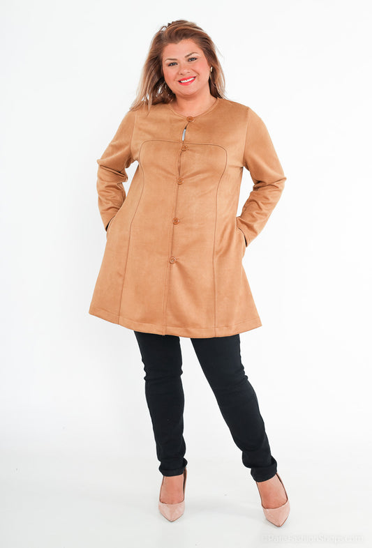Plus Size Suede Jacket for Women