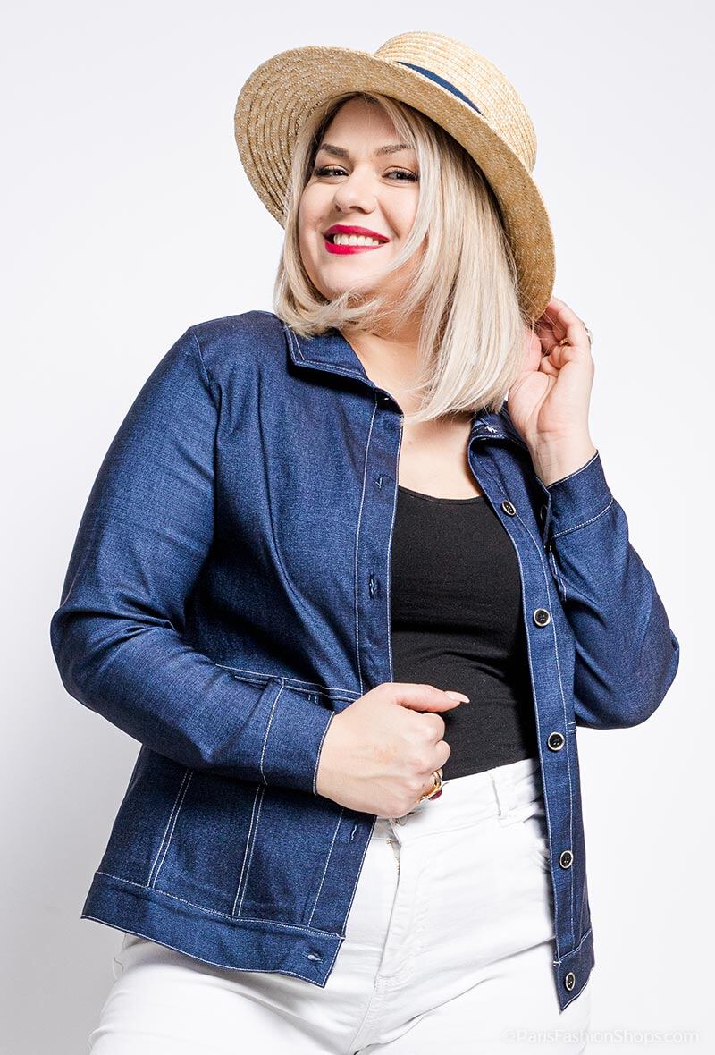 Plus Size Bicolor Stretch Jacket