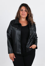 Plus Size Faux Leather Jacket
