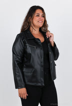 Plus Size Faux Leather Jacket