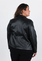 Plus Size Faux Leather Jacket