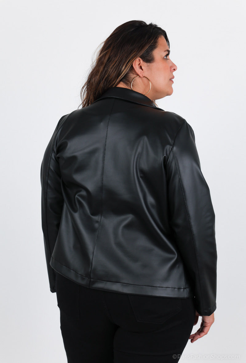 Plus Size Faux Leather Jacket
