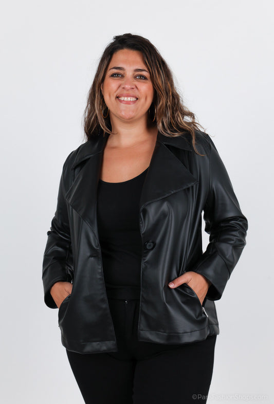 Plus Size Faux Leather Jacket