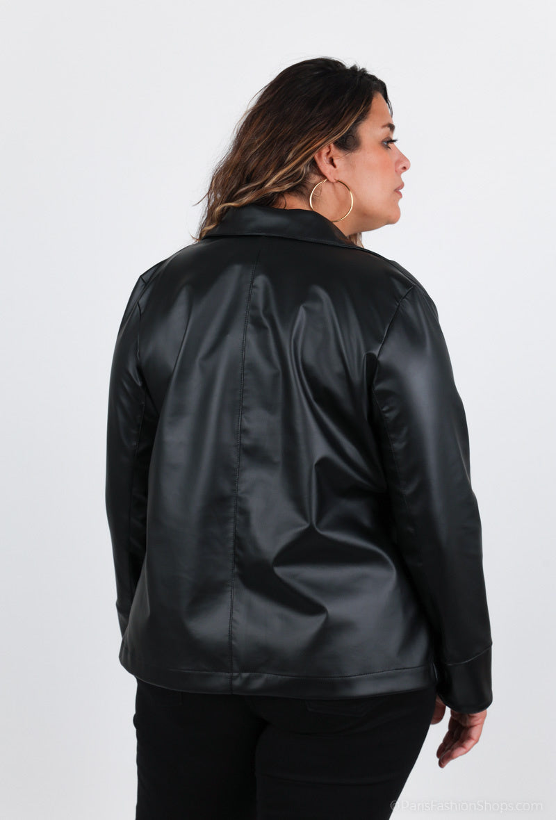 Plus Size Faux Leather Jacket