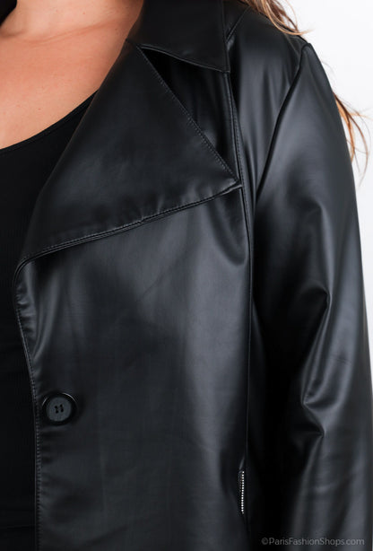 Plus Size Faux Leather Jacket