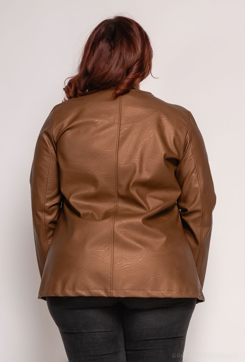 Plus Size Faux Leather Jacket