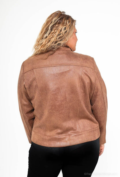 Plus Size Paljetter Faux Leather Jacka