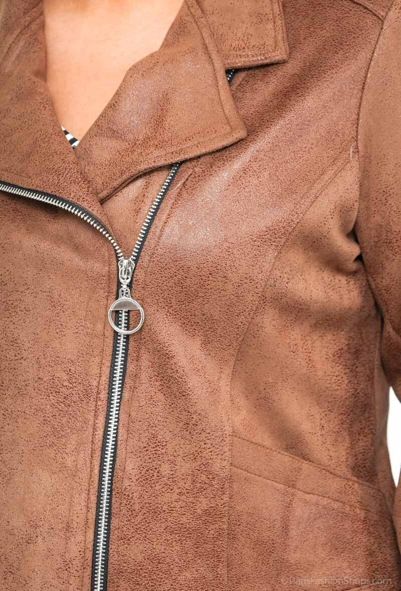 Plus Size Paljetter Faux Leather Jacka