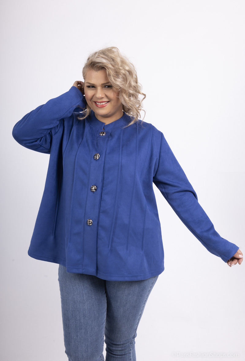 Plus Size Knäppt Mockajacka