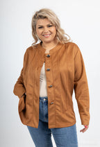 Plus Size Knäppbar Mockajacka