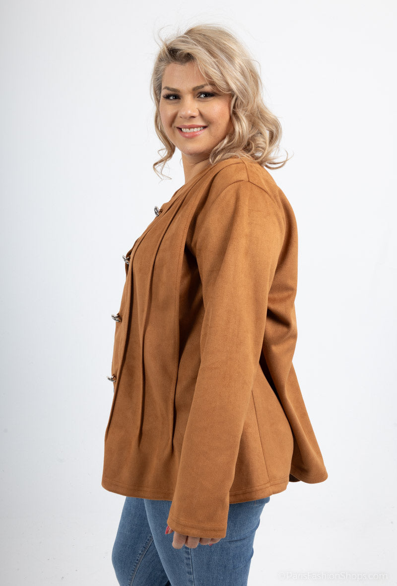 Plus Size Knäppbar Mockajacka