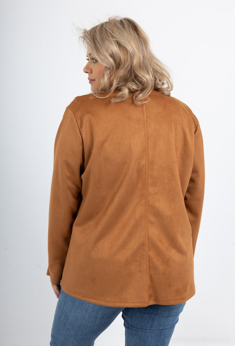Plus Size Knäppbar Mockajacka