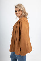 Plus Size Knäppbar Mockajacka