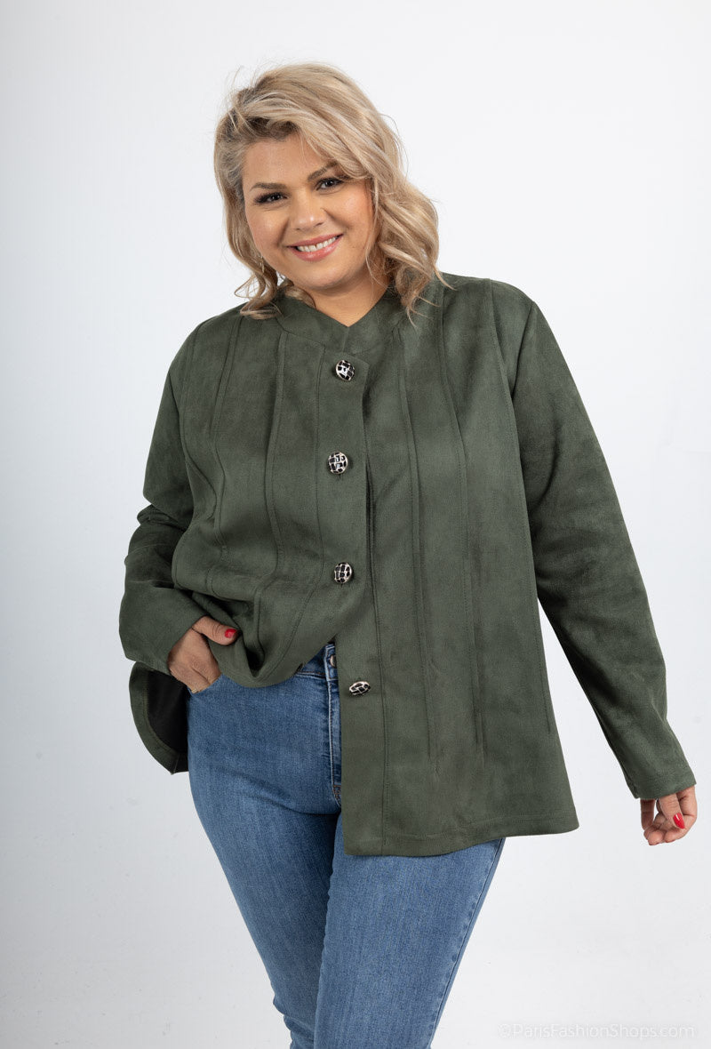 Plus Size Knäppt Mockajacka