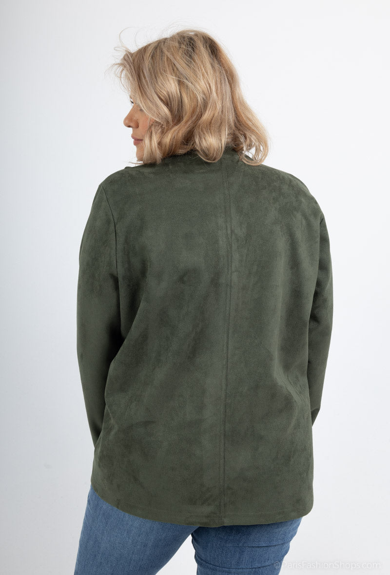 Plus Size Knäppt Mockajacka