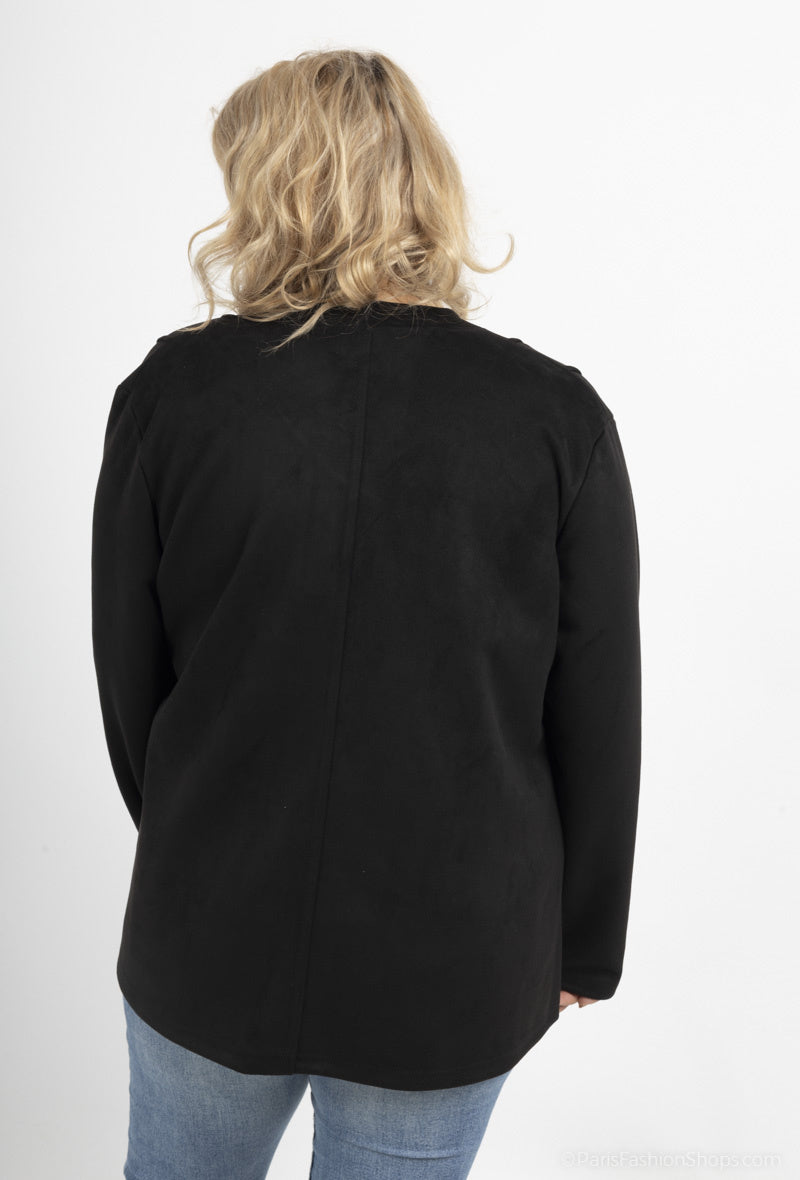 Plus Size Knäppt Suedejacka