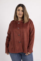 Plus Size Buttoned suede jacket