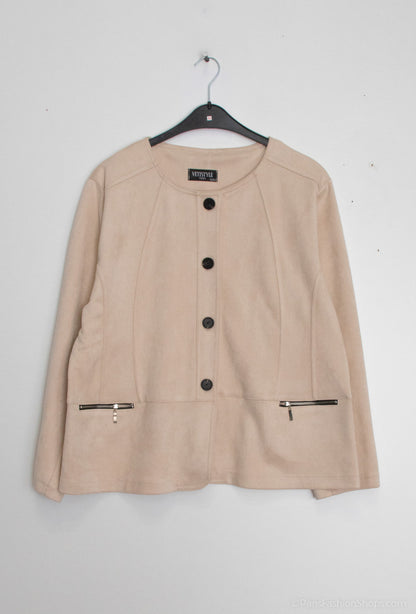 Plus Size Suede Effect Jacket with Pocket Zip