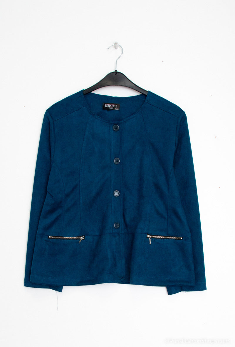 Plus Size Suede effect jacket with pocket zip