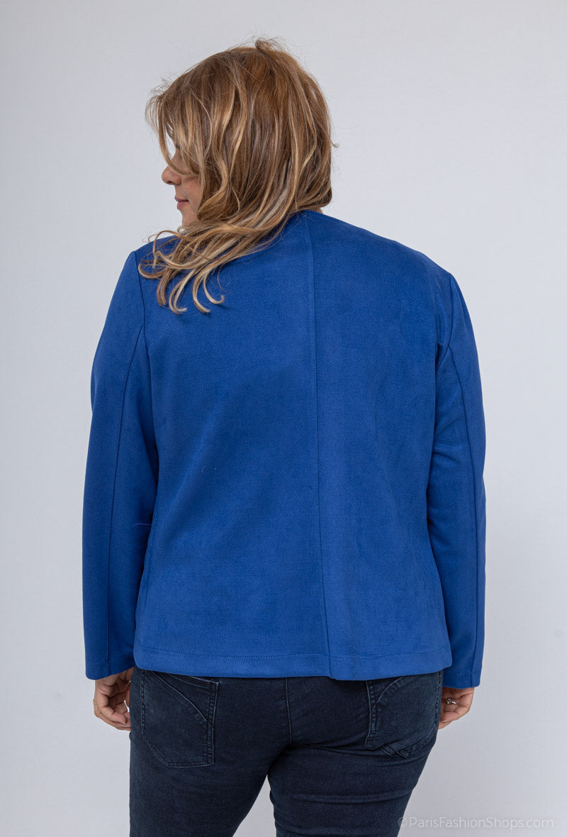 Plus Size Suede Effect Jacket with Pocket Zip