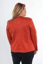 Suede-look jacka med dragkedjeficka i Stor Storlek