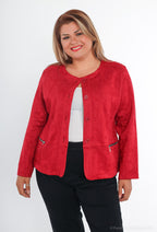 Plus Size Suede effect jacket with pocket zip