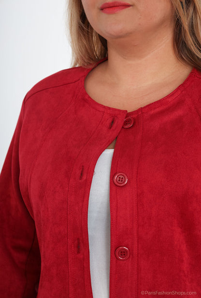 Plus Size Suede Effect Jacket with Pocket Zip