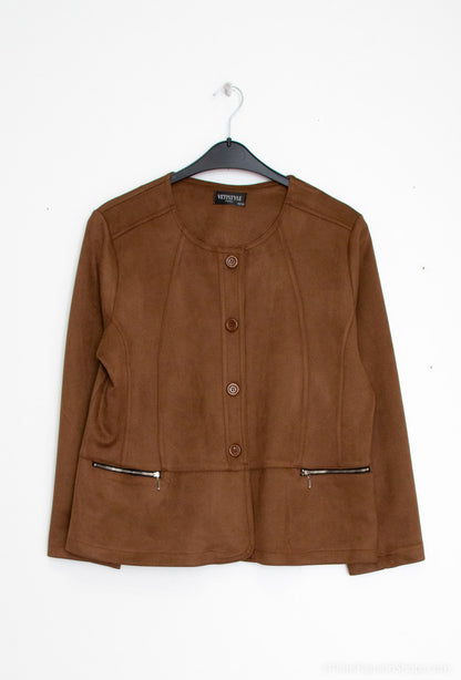 Plus Size Suede effect jacket with pocket zip