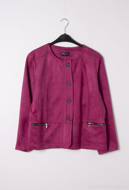 Plus Size Suede effect jacket with pocket zip