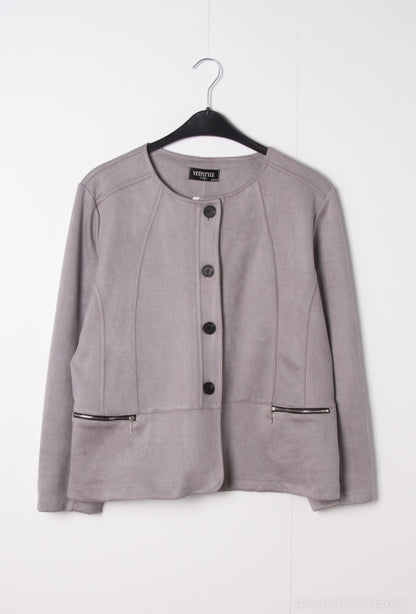Plus Size Suede effect jacket with pocket zip