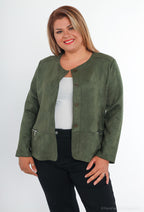Plus Size Suede effect jacket with pocket zip