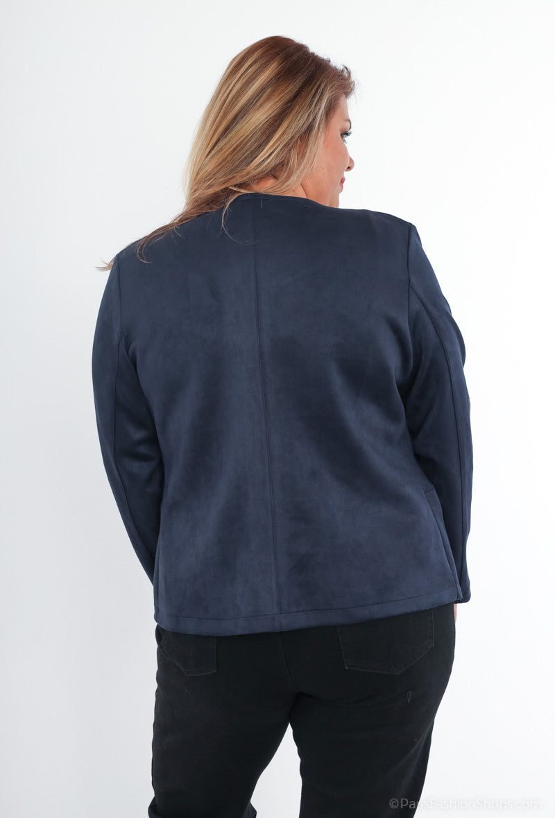 Plus Size Suede Effect Jacket with Pocket Zip