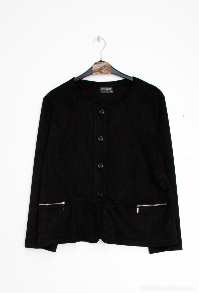 Plus Size Suede effect jacket with pocket zip