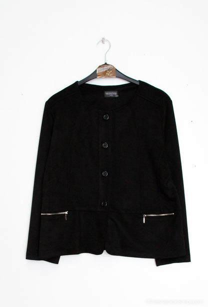 Plus Size Suede effect jacket with pocket zip