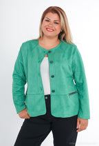 Plus Size Suede Effect Jacket with Pocket Zip
