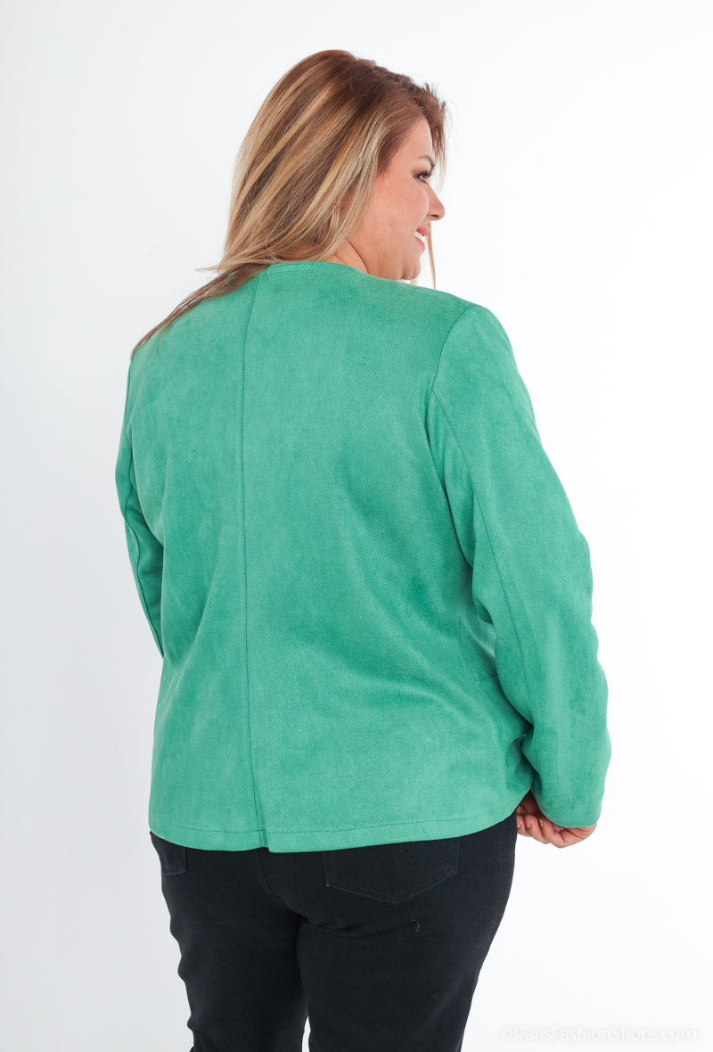 Plus Size Suede Effect Jacket with Pocket Zip