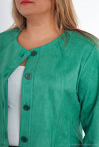 Plus Size Suede Effect Jacket with Pocket Zip