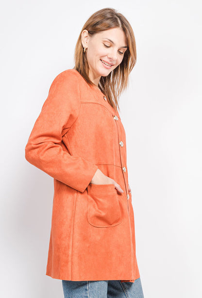 Plus Size Faux Suede Jacket with Seams
