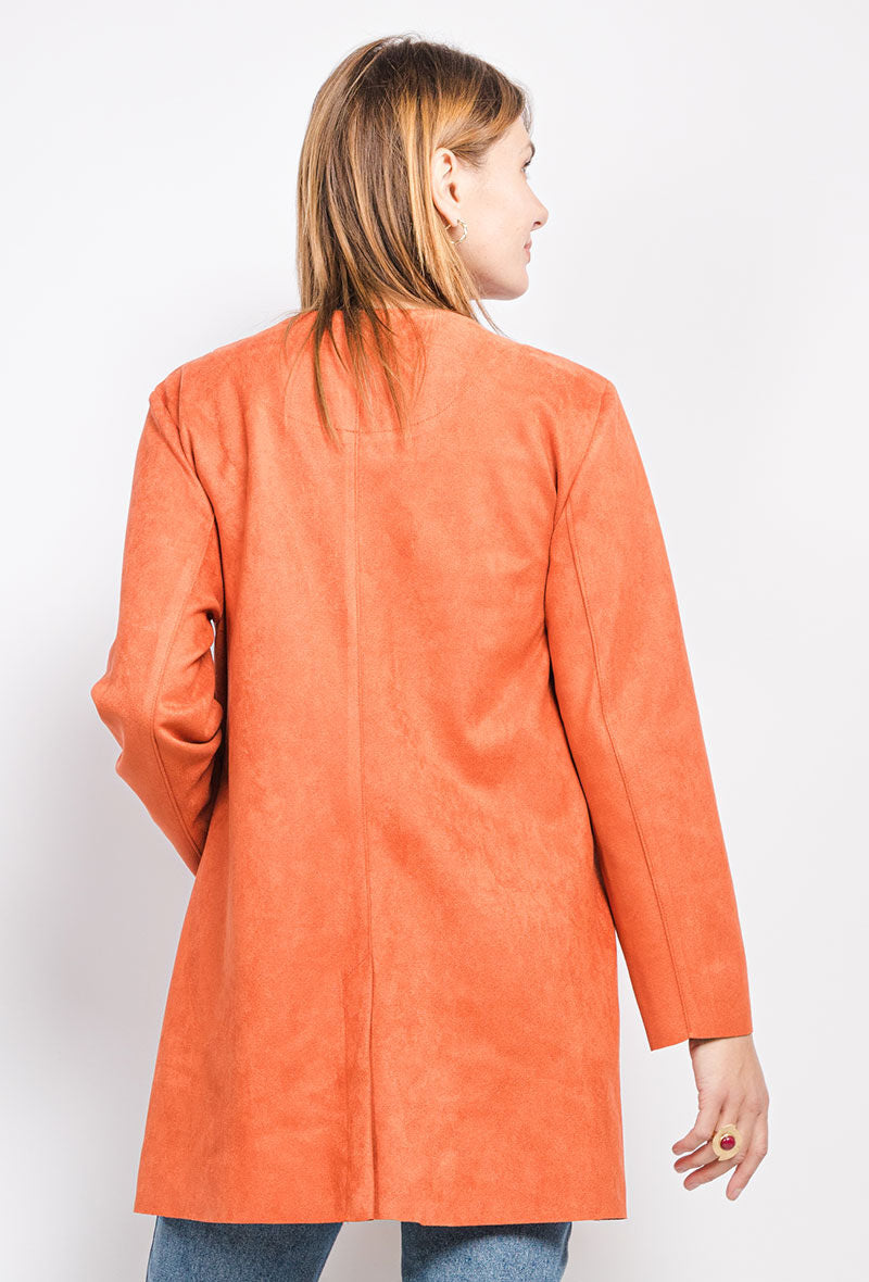Plus Size Faux Suede Jacket with Seams