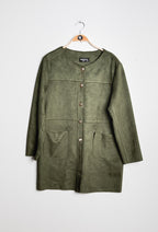 Plus Size Faux Suede Jacket med Sömmar