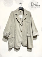 Plus Size Velvet Jacket with Gold Button