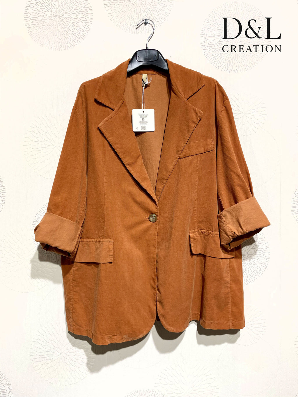 Plus Size Velvet Jacket with Gold Button
