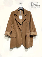 Plus Size Velvet jacket with gold button and fake pockets size 38 to 52