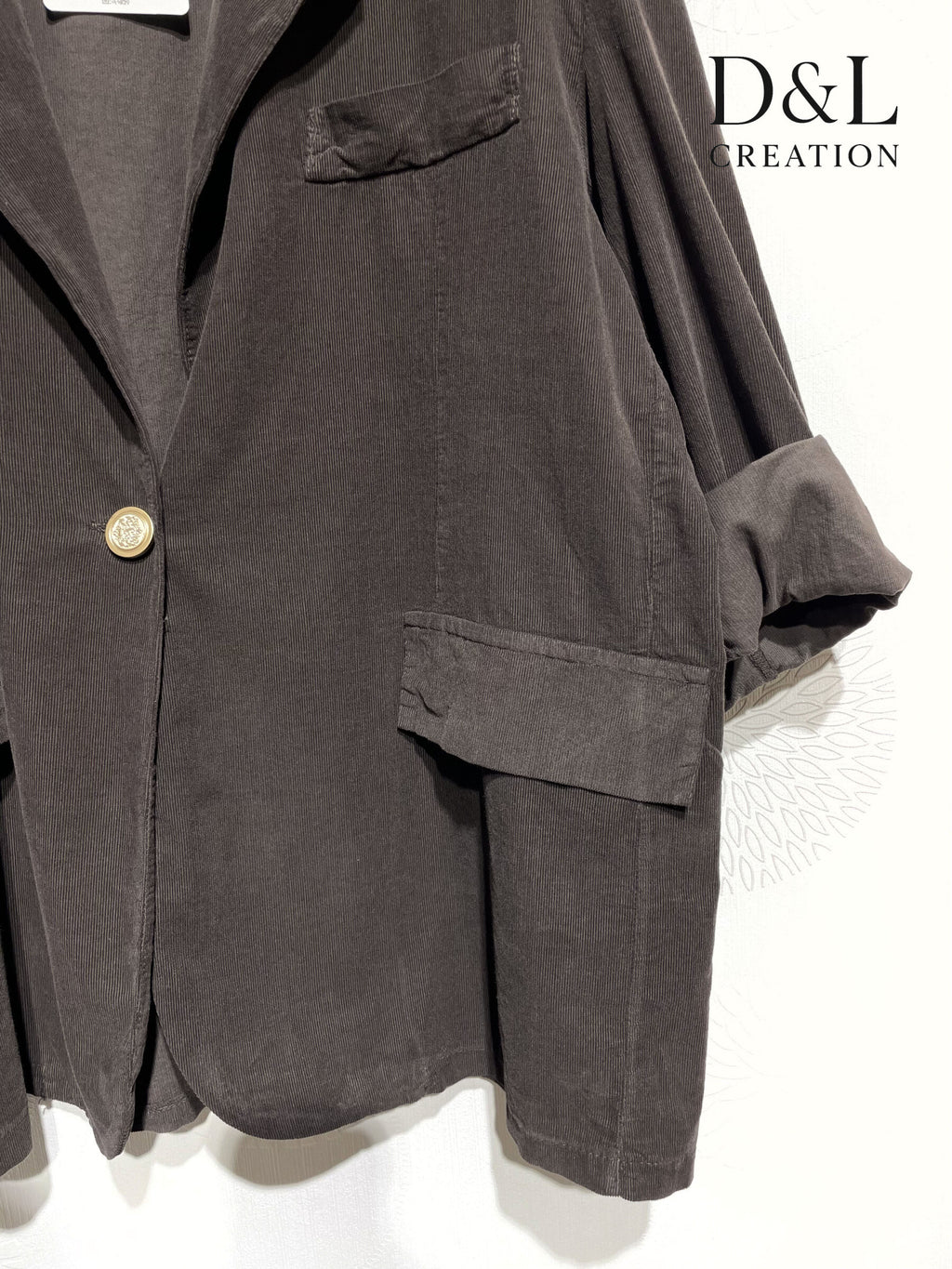 Plus Size Velvet Jacket with Gold Button